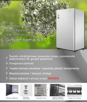 Glover ST 60L - urządzenie do dezynfekcji banknotów i dokumentów + GRATIS Dezzy UVsani3!